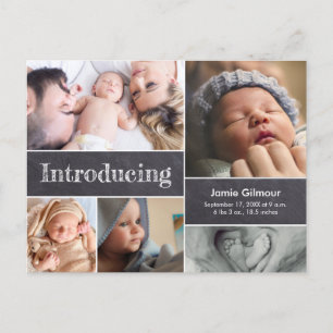 Krijtbord Introductie Pasgeboren Baby Fotocollage Aankondigingskaart
