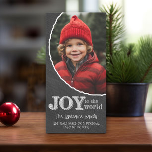 Krijtbord Joy to the World Fotolijst Feestdagenkaart