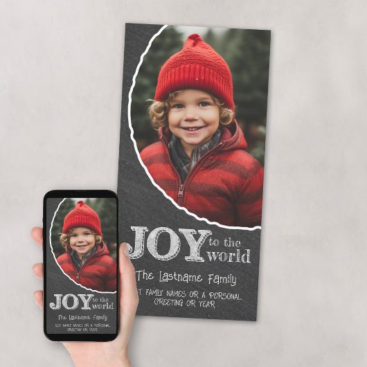 Krijtbord Joy to the World Fotolijst Feestdagenkaart