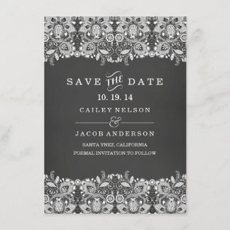 Krijtbord & Kanten Save The Date Kaart
