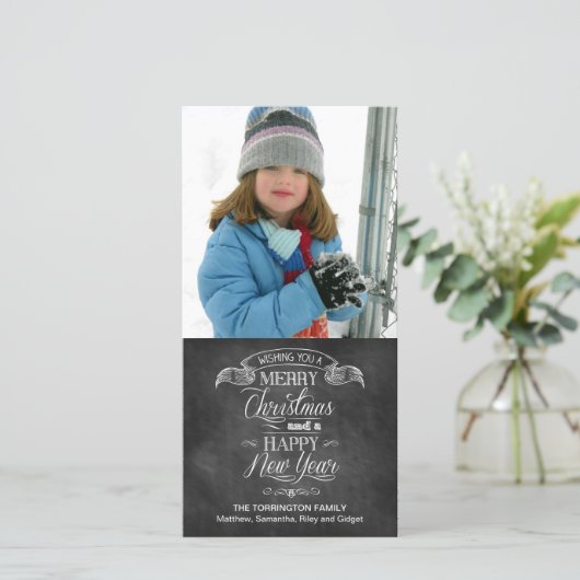 Krijtbord Kerstwens Feestdagenkaart (Staand voorkant)