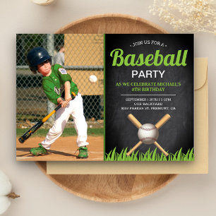 Krijtbord Kinderen Baseball Verjaardagsfeest Foto Kaart