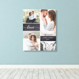 Krijtbord koppel Foto Collage Liefde script Canvas Afdruk