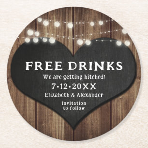 Krijtbord Krijgen Hitched Wedding Save the Date Ronde Kartonnen Onderzetter