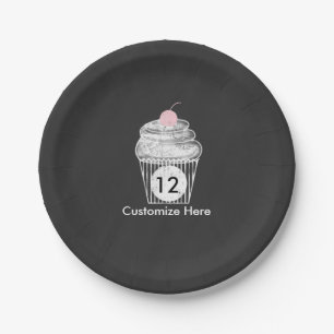Krijtbord Krijt Cupcake Verjaardagsfeest Borden Papieren Bordje