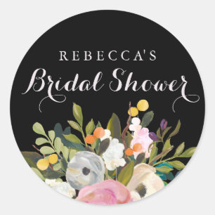 Krijtbord Lente Bloemachtige Bruiloftsborrel Stick Ronde Sticker