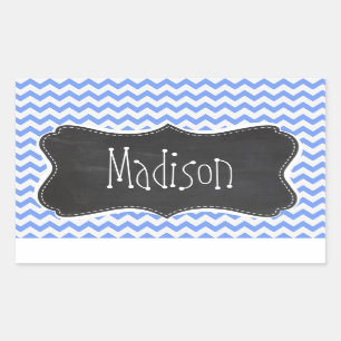  krijtbord look, blauw Chevron Pattern Rechthoekige Sticker