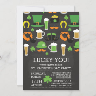 Krijtbord Lucky You St Patrick's Day Dinner Party Kaart