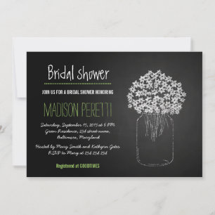 Krijtbord Mason Jar Bloemen Bruidsmeisjesfeest Kaart