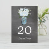 Krijtbord Mason Jar Hydrangea | Tafelnummer (Staand voorkant)