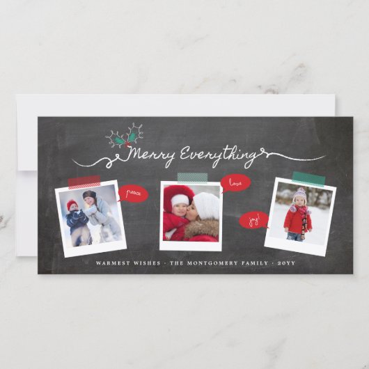 Krijtbord Mistletoe Merry Everything Kerstmis Feestdagenkaart (Voorkant)