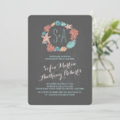 Krijtbord nautische krans strand verlovingsfeest kaart (Staand voorkant)