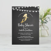 Krijtbord Nep Goud Folie Zeemeermin Baby Shower Kaart (Staand voorkant)
