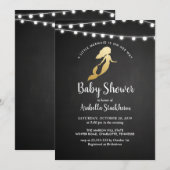 Krijtbord Nep Goud Folie Zeemeermin Baby Shower Kaart (Voorkant / Achterkant)