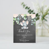 Krijtbord olifant Baby shower dank u kaart (Staand voorkant)