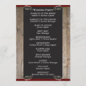 Krijtbord op Hout - Rode Bruiloft Programma (Achterkant)