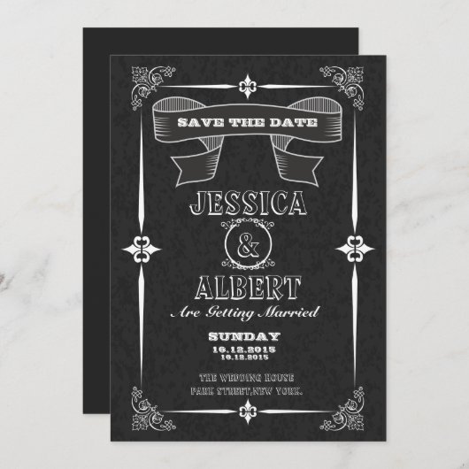 krijtbord opslaan van de datum briefkaart (Voorkant / Achterkant)