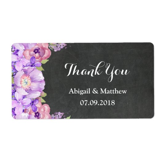 Krijtbord Paarse Lavendel Bloemen Bruiloft Labels (Voorkant)