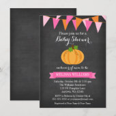 Krijtbord Pompoen Bunting Girl Herfst Baby shower Kaart (Voorkant / Achterkant)