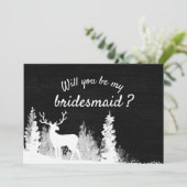 Krijtbord rendier kerst bruiloft | bruidsmeisje kaart (Staand voorkant)