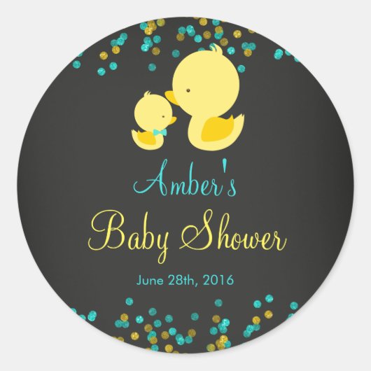 Krijtbord Rubber Duck Baby shower Sticker (Voorkant)