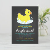 Krijtbord Rubber Ducky Baby shower Kaart (Staand voorkant)