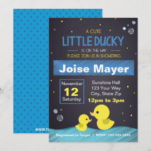 Krijtbord Rubber Ducky Uitnodiging (Boy)