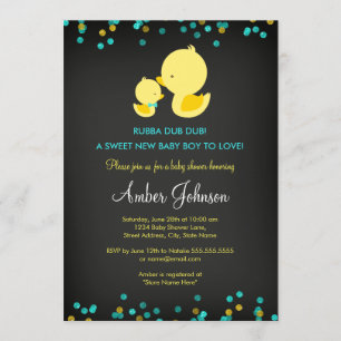 Krijtbord Rubber Eend Baby Shower Uitnodiging