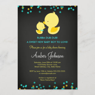 Krijtbord Rubber Eend Baby Shower Uitnodiging