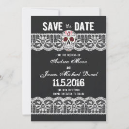 Krijtbord Skull & Lace 5" x 7" Save the Date kaart