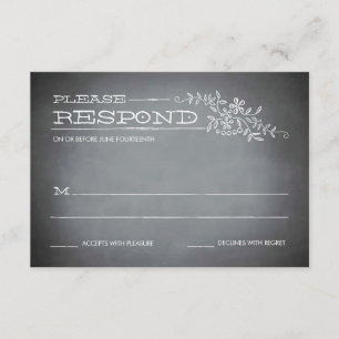 Krijtbord Stencil White Respons RSVP Kaartje