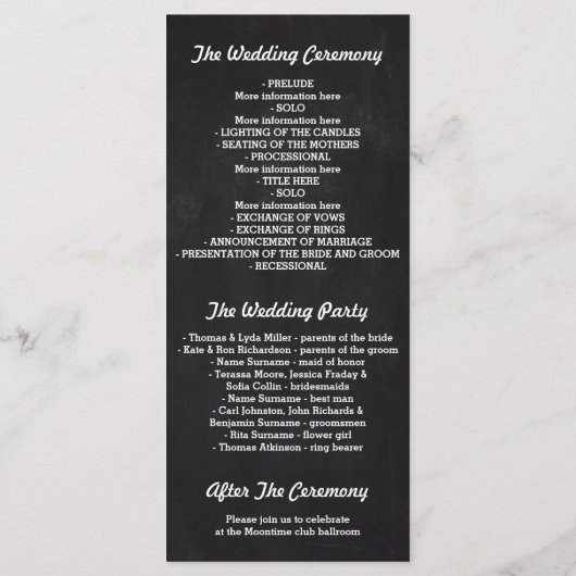 Krijtbord String Lights Trouwprogramma's Programma (Achterkant)