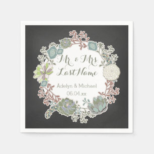 Krijtbord Succulent Krans Trouwpapier Servetten