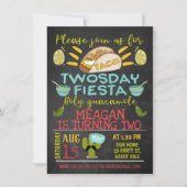 Krijtbord Taco Twosday 2e verjaardag Uitnodiging (Voorkant)