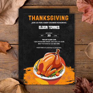 Krijtbord Thanksgiving gebrande Turkije Baby showe Kaart