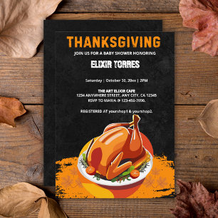 Krijtbord Thanksgiving gebrande Turkije Baby showe Kaart