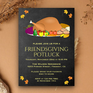 Krijtbord Thanksgiving Potluck Feest Uitnodiging