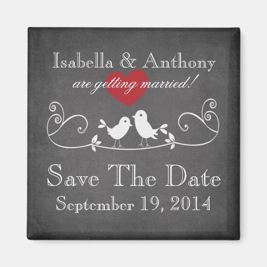  krijtbord Tortelduifjes Sla de datummagneet op Magneet (Voorkant)