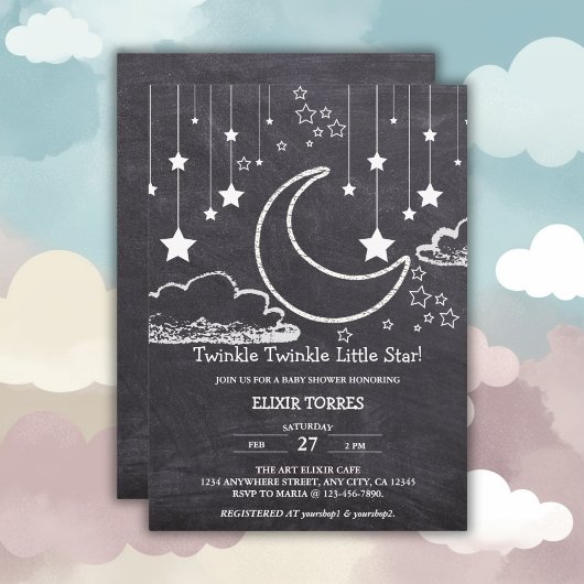 Krijtbord Twinkle Twinkle Little Star Baby shower Kaart