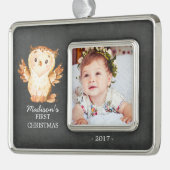 Krijtbord Uil 1e kerst Foto Ornament (Links)