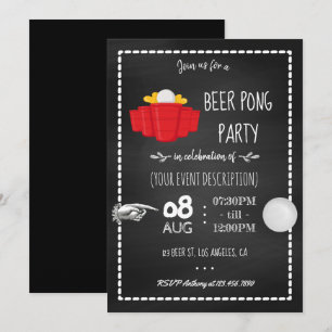 Krijtbord uitnodiging voor Beer Pong-feestviering