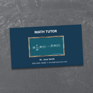 Krijtbord & Vergelijking Wiskunde Tutor Donkerblau Visitekaartje
