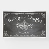 Krijtbord Vintage Typografie Trouwen Spandoek (Horizontaal)
