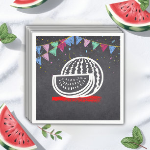 Krijtbord Watermeloen Tekening Baby Shower Servet