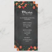 Krijtbord Waterverf Bloemen Sinaasappel Trouwmenu Menu (Voorkant / Achterkant)