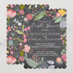 Krijtbord wilde bloemen weide krans paar douche kaart