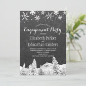 Krijtbord winter wonderland verlovingsfeest kaart (Staand voorkant)