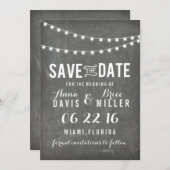 krijtbord zomer string licht opslaan van de datum save the date (Voorkant / Achterkant)