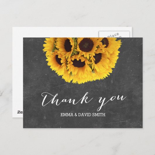Krijtbord Zonnebloem Bal Dank u Briefkaart (Voorkant / Achterkant)