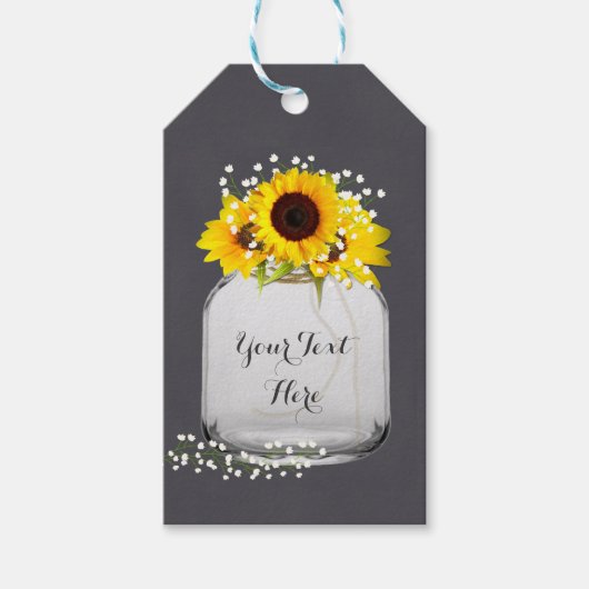 Krijtbord Zonnebloem Mason Jar Custom Gift Labels Cadeaulabel (Voorkant)